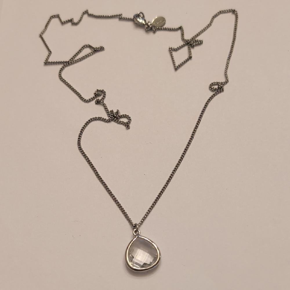 Express Silver Chain Necklace with Clear Pendant